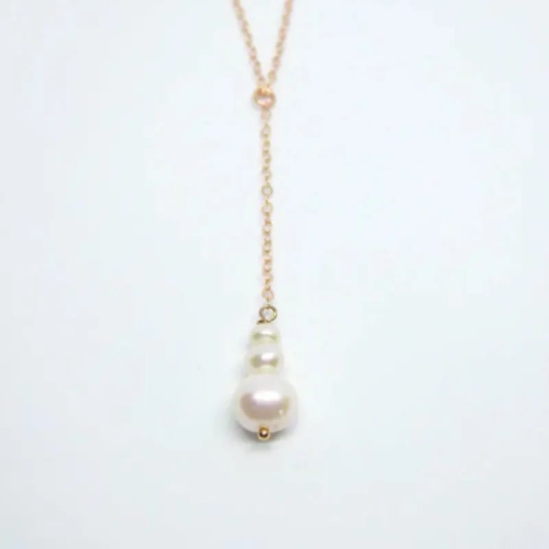 Custom Stainless Steel Pvd Plated Long Necklace With Freshwater Pearl For Women Pearl Necklaces