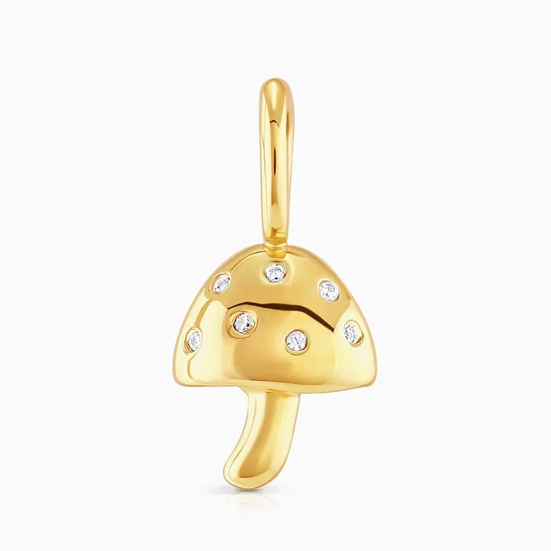 Wholesale Fashion 18k Gold Plated Cubic Zircon Mushroom Pendant Necklace For Women Pendant Necklaces