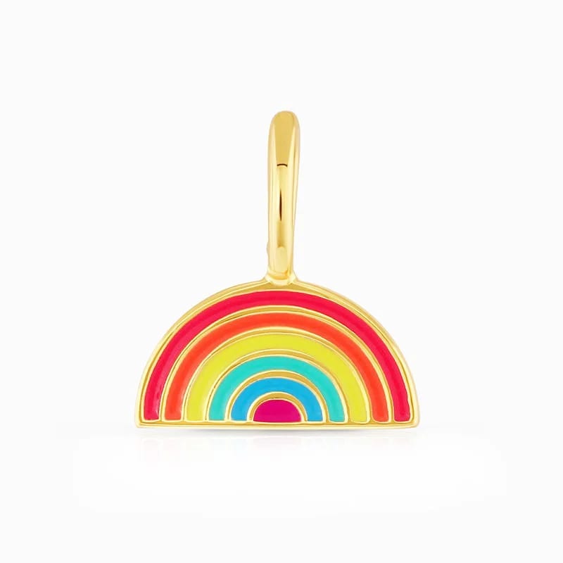 Fashion 18k Gold Plated Enamel Rainbow Charm Pendant Necklace For Women Jewelry Pendant Necklaces