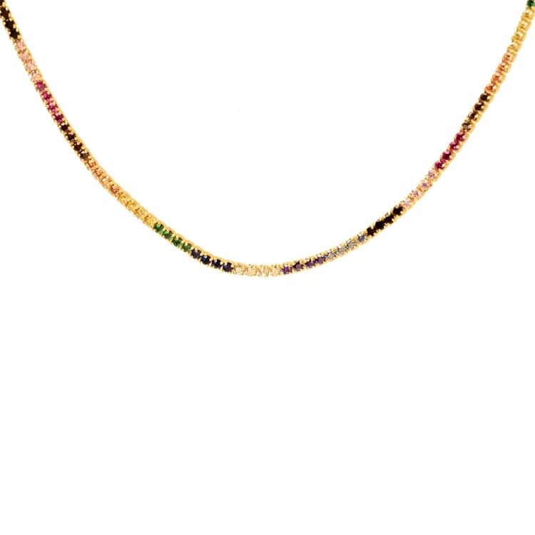 New Design Tennis Cz Choker Necklace Pave Colorful Cz Rainbow Choker Fashion Jewelry Chokers and Collars