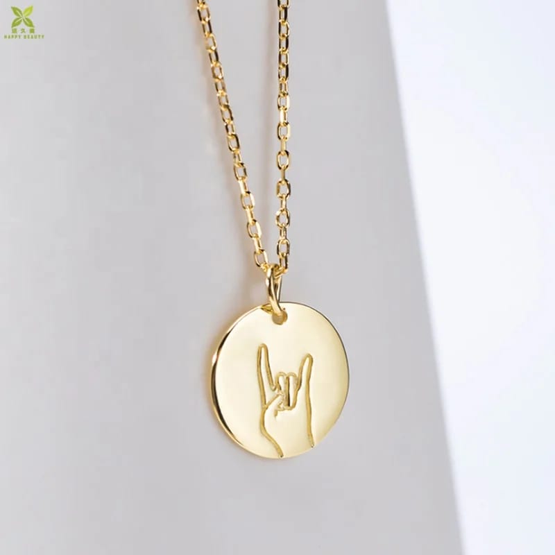 Custom Mini 925 Sterling Silver Custom Engraved 18k Gold Round Disc Pendant Necklace Disc Necklaces