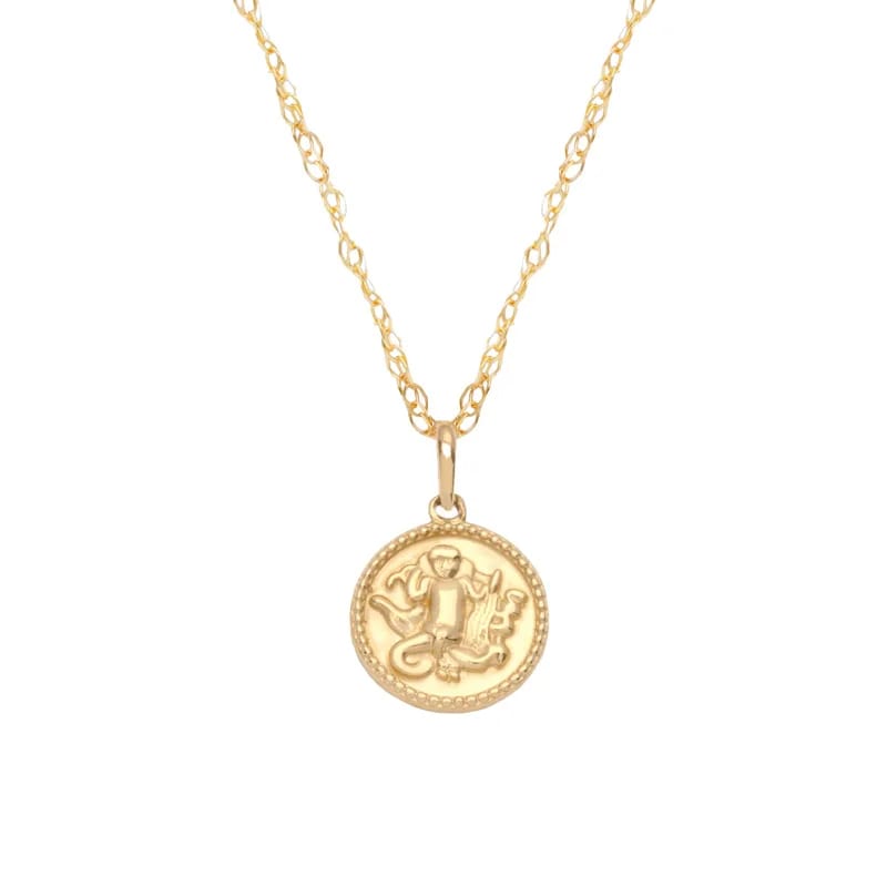 Custom 925 Sterling Silver Zodiac Jewelry 18k Gold Plated 12 Horoscope Zodiac Coin Pendant Necklace Womens Pendant Necklaces