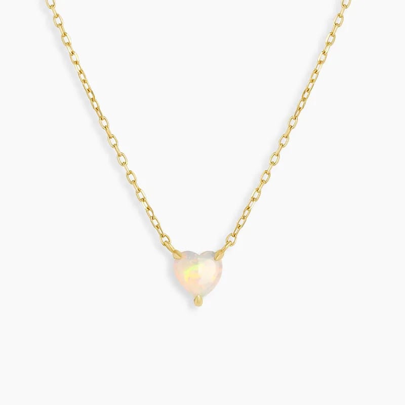Dainty 925 Sterling Silver Jewelry Love Heart Shaped Opal Necklace Woman Pendant Necklaces