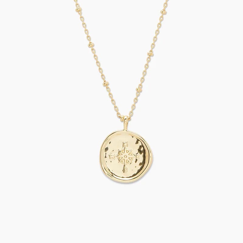 Wholesale Personalized Jewelry 925 Sterling Silver 18k Gold Plated Coin Compass Necklace For Women Pendant Necklaces