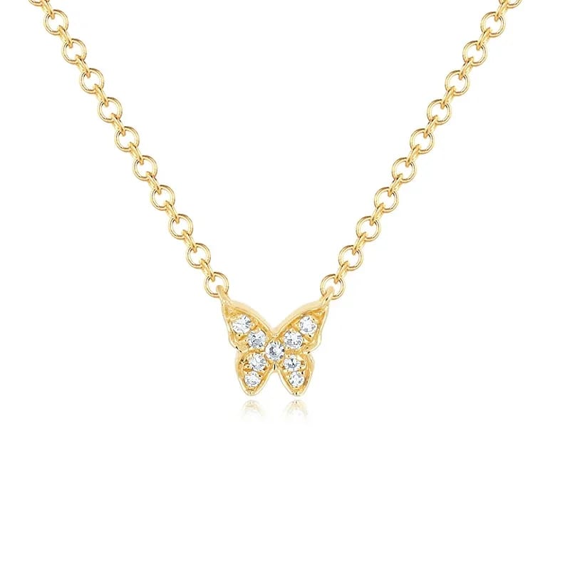 Fabulous Brass Custom Butterfly Shape Zircon Pendant Necklace Jewelry Make In China Pendant Necklaces