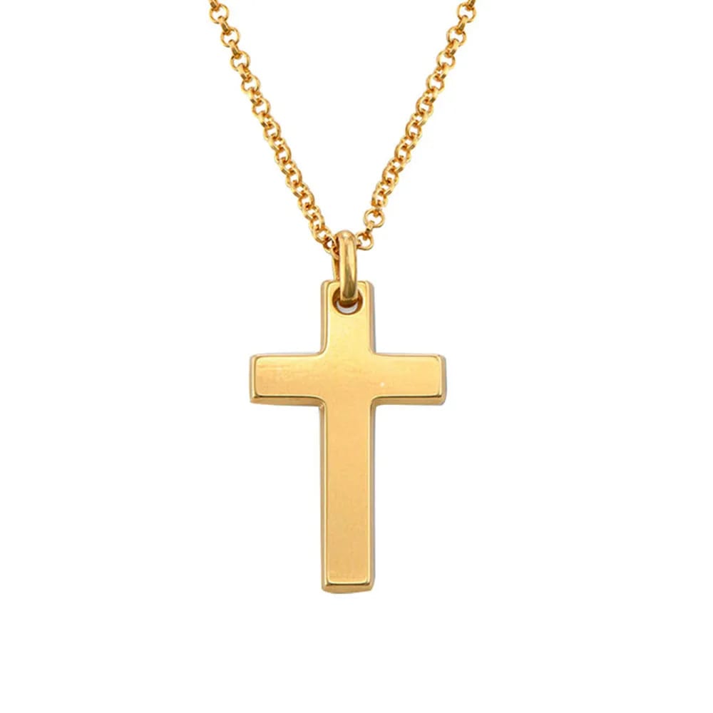 Stainless Steel Fashion Simple Cross Pendant Necklace With Gold Plated Cross Necklace