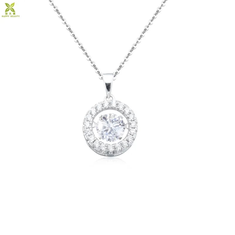 925 Sterling Silver Plated Dancing Moving Cubic Zirconia Stone Pendant Necklace Pendant Necklaces