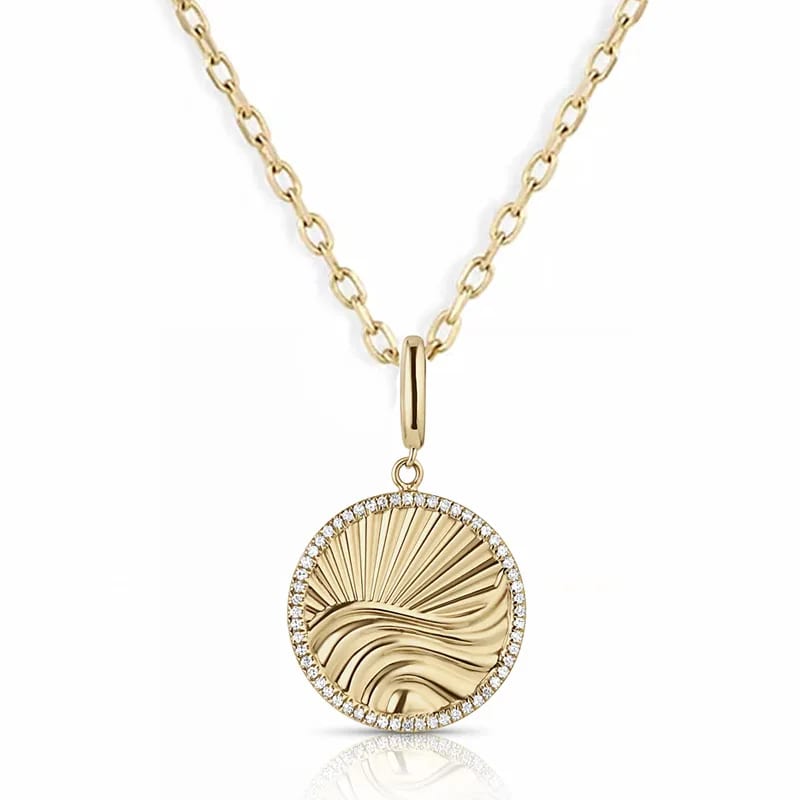 New Style Design 925 Sterling Silver Necklace 18k Gold Plated Diamond Wave Pendant Necklace For Women Pendant Necklaces