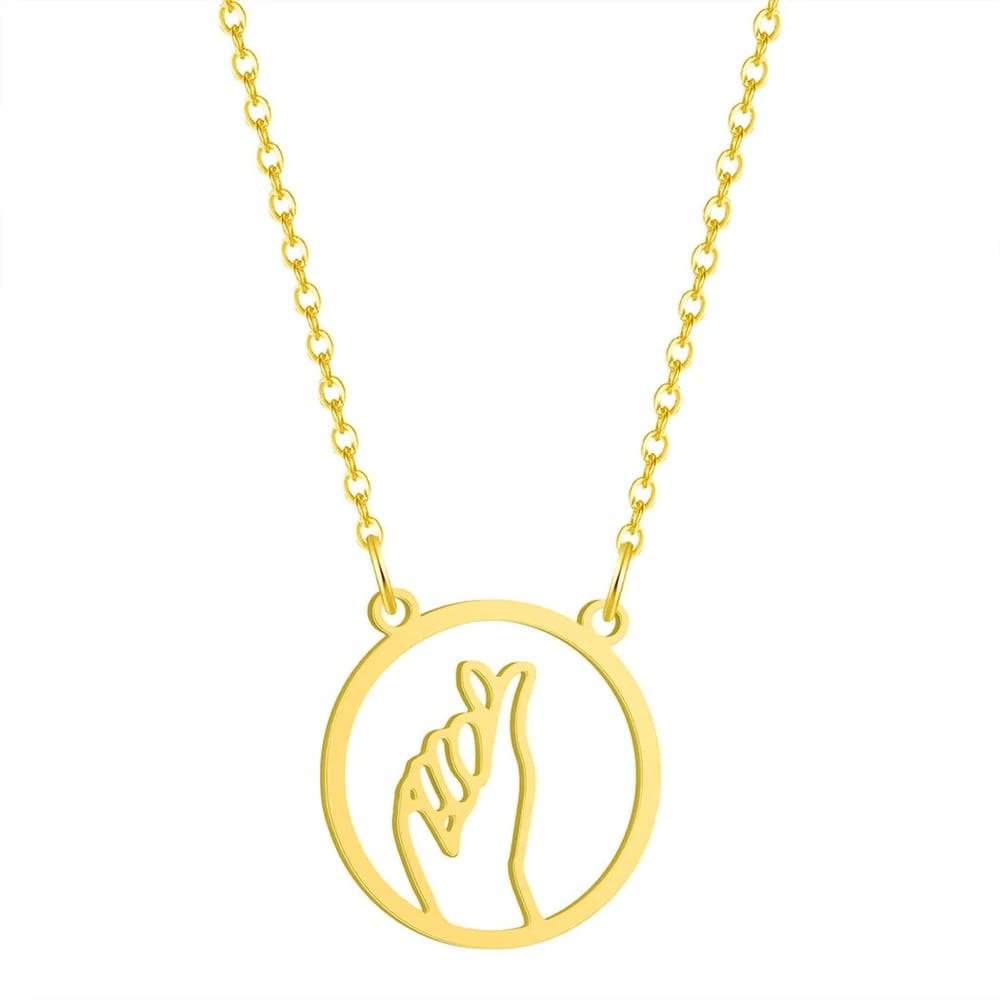 Custom High Quality Stainless Steel 18k Gold Plated Hypoallergenic Hand Shape Women Necklace Jewelry Pendant Necklaces
