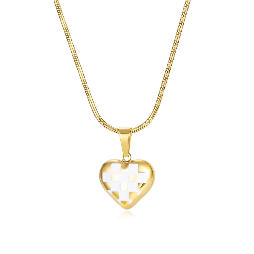 Classic Fine Stainless Steel Polished Silver Color Snake Chain Enamel Heart Pendant Necklaces Jewelry Party For Girl Friend Pendant Necklaces