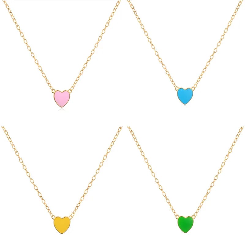 Custom Jewelry Manufacturer 925 Sterling Silver Soft Enamel Heart Charm Necklace For Girls Wearing Pendant Necklaces