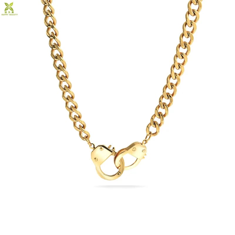 Personality Men’s Jewelry Gold Plated Stainless Steel Handcuff Statement Necklace For Male Pendant Necklaces