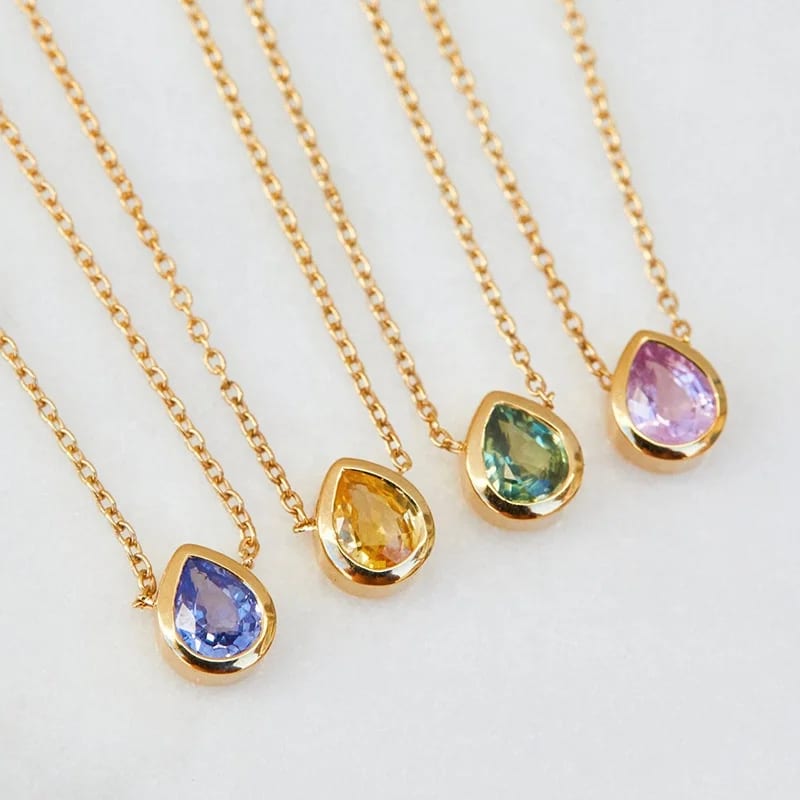 Personalized Birthstone Necklace Jewelry 12 Month Minimalist Water Drop Birthstone Necklaces 925 Sterling For Gift Pendant Necklaces