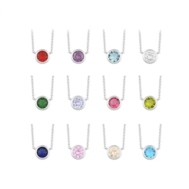 Best Gift Idea 925 Sterling Silver With Birth Stone Necklace Pendant Necklaces