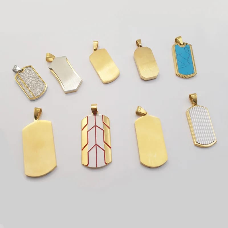 Jewelry Supplies Pvd 18k Gold Plated Rectangle Pendants Stainless Steel Pendant For Men Pendant Necklaces