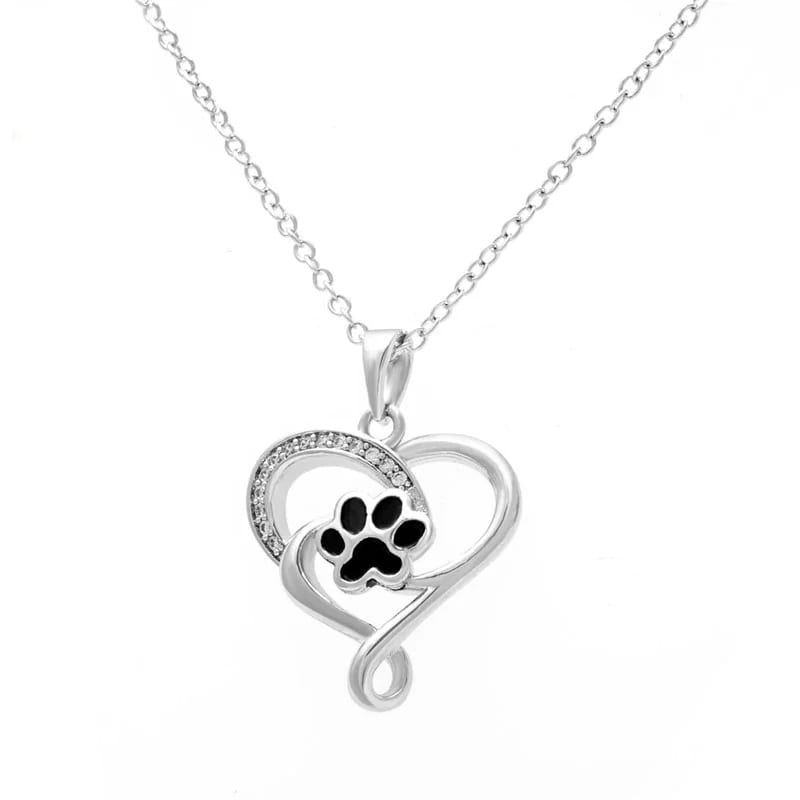 Customized Puppy Dog Pet Paw Print Necklace Love Heart Shaped Pendant Necklace Pendant Necklaces