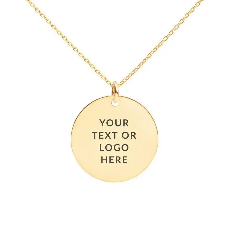 Best Selling Personalized Engraved Symbols Logo Rectangle Message Text Pendant Tags Necklace Disc Necklaces