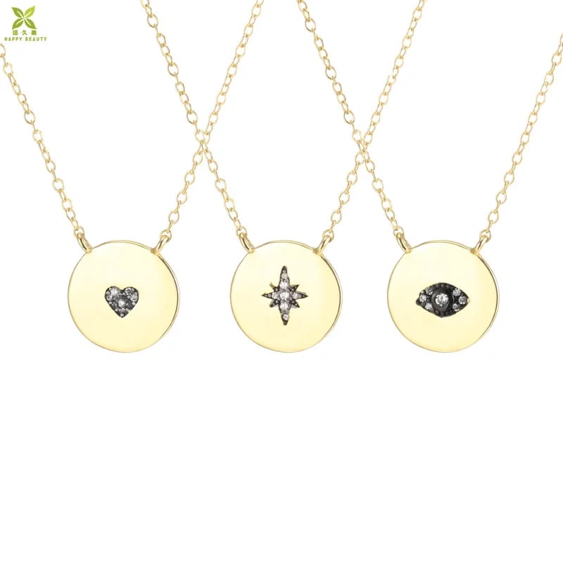 Minimalist Disc Jewelry,Heart,Star And Eye Charm Pendant Necklace Disc Necklaces