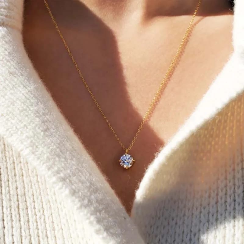 New Custom Brass Gold Layered Floating Solitaire Zircon Diamond Women Jewelry Necklace Pendant Necklaces
