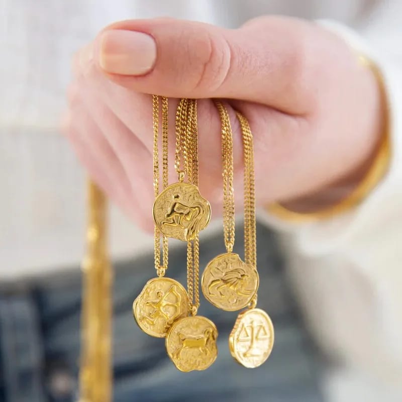 Custom Stainless Steel Jewelry 12 Zodiac Sign Letter Necklace Pendant Necklaces