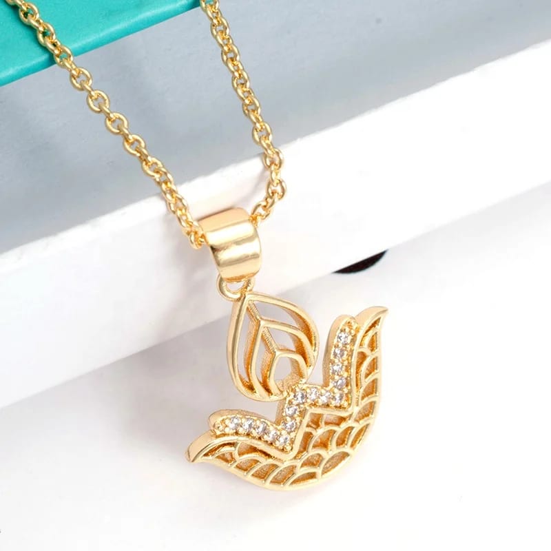 Gold Victory Awarding Jewelry For Gaming,Artificial Gemstone Jewellery,Wing And Leaf 22 Karat Pendant Necklace Pendant Necklaces