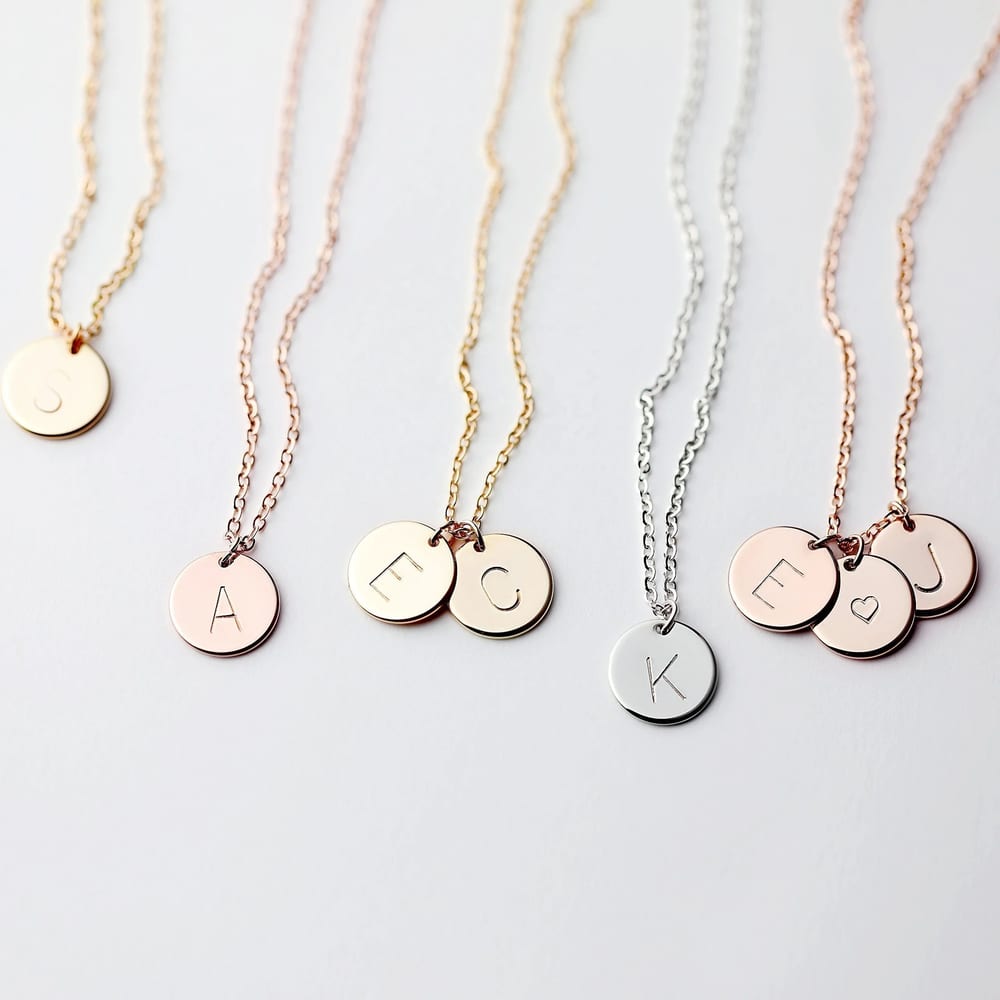 Diy Godd Disc Charm Letter Necklace Initial Chain Necklace Disc Necklaces