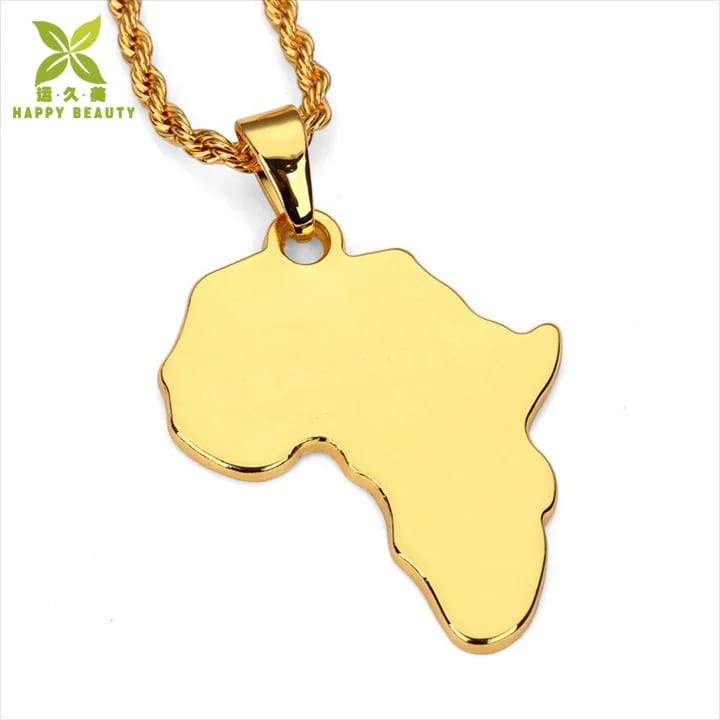 Africa Map Pendant Necklace Stainless Steel Metal Jewelry African Map Necklace