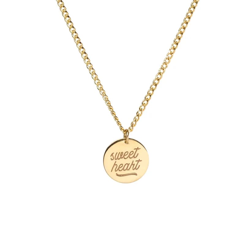 Personalised Engraved Jewelry Gold Plated Dainty Disc Monogram Alphabet Letter Initial Pendant Necklace Disc Necklaces