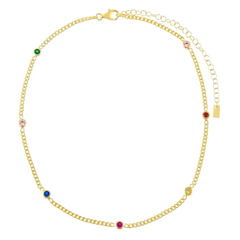 Hot Sale Cz Colored Cuban Chain Choker Gold Plated Zircon Choker For Women Necklace Jewelry Chokers and Collars