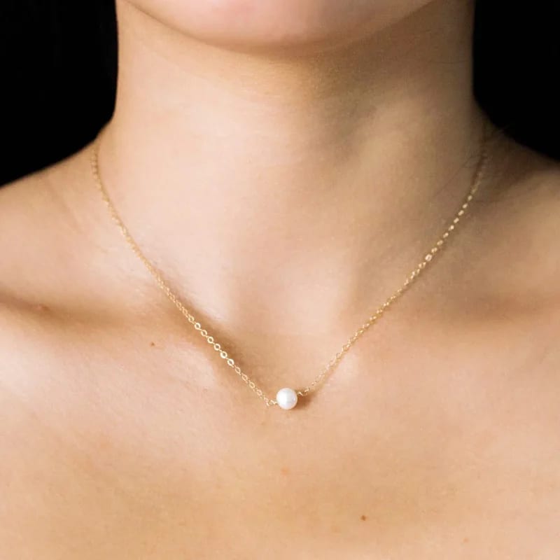 Dongguan Jewelry Simple 925 Sterling Silver Shell Pearl Statement Necklace Women Designs Pearl Necklaces