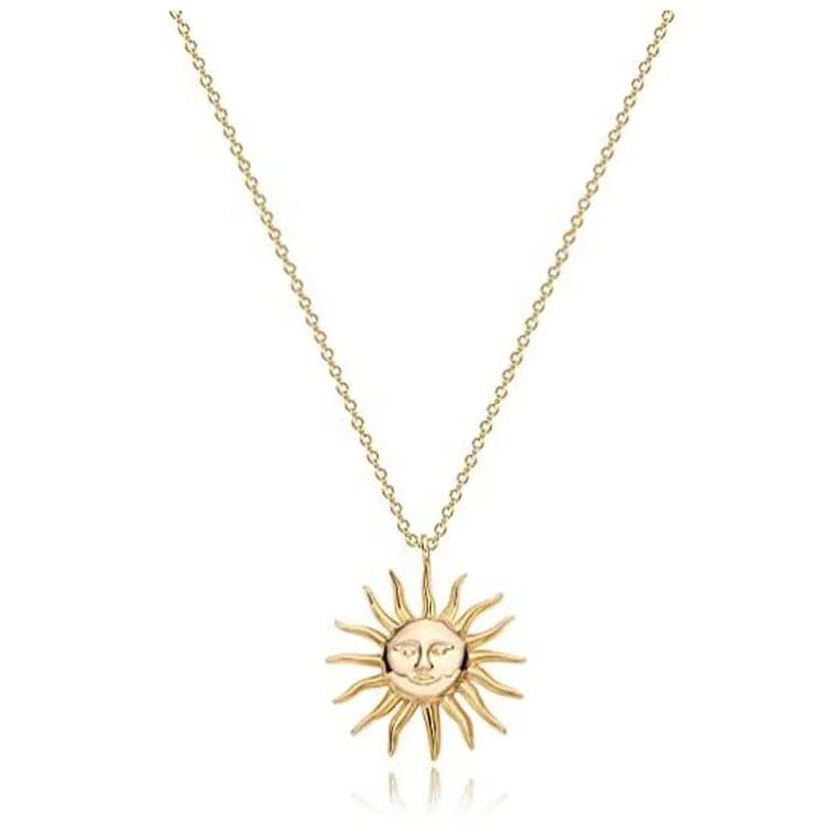 SXS JEWELRY Custom Classic Sun Pendant Necklace Vintage Gold Sun Pendant Necklace Pendant Necklaces