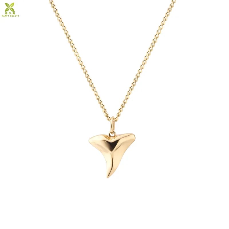 Tiny 18k Gold Plated Sterling Silver Minimalist Shark Tooth Necklace Accessories Women Jewelry Pendant Necklaces