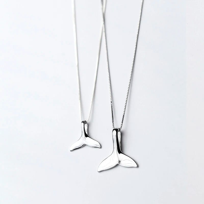 Elegant White Gold Plated 925 Sterling Silver Necklace,Dolphin Animal Couple Anti-allergic Necklace Pendant Necklaces