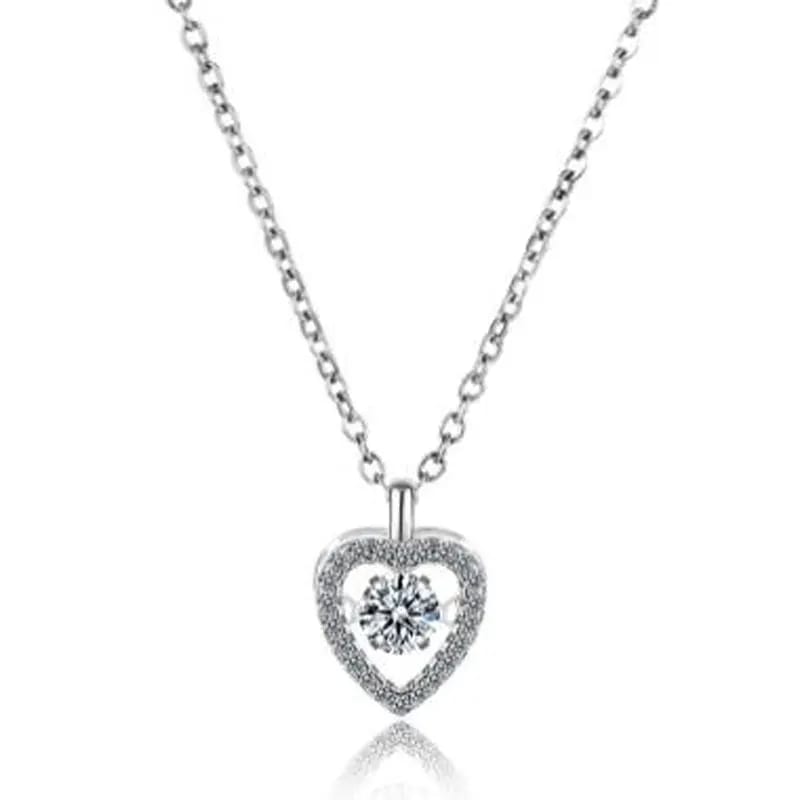 SXS JEWELRY High Quality Classic Heart Necklace Women Stainless Steel Heart Love Rhinestones Necklace Gift Pendant Necklaces