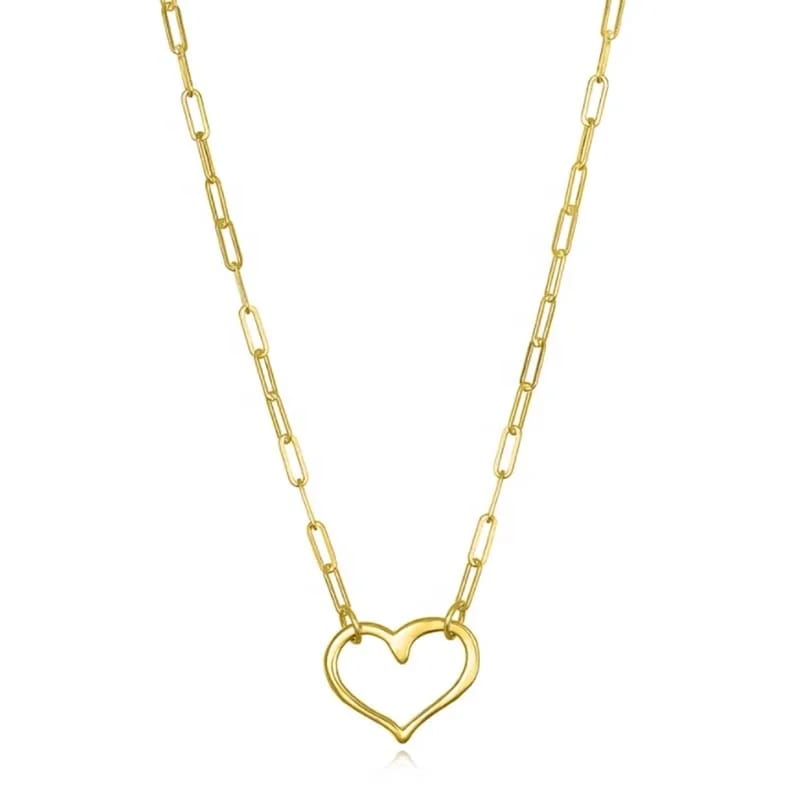 New Custom Stainless Steel Women Jewelry Paperclip Necklace With Heart Pendant Necklace Pendant Necklaces