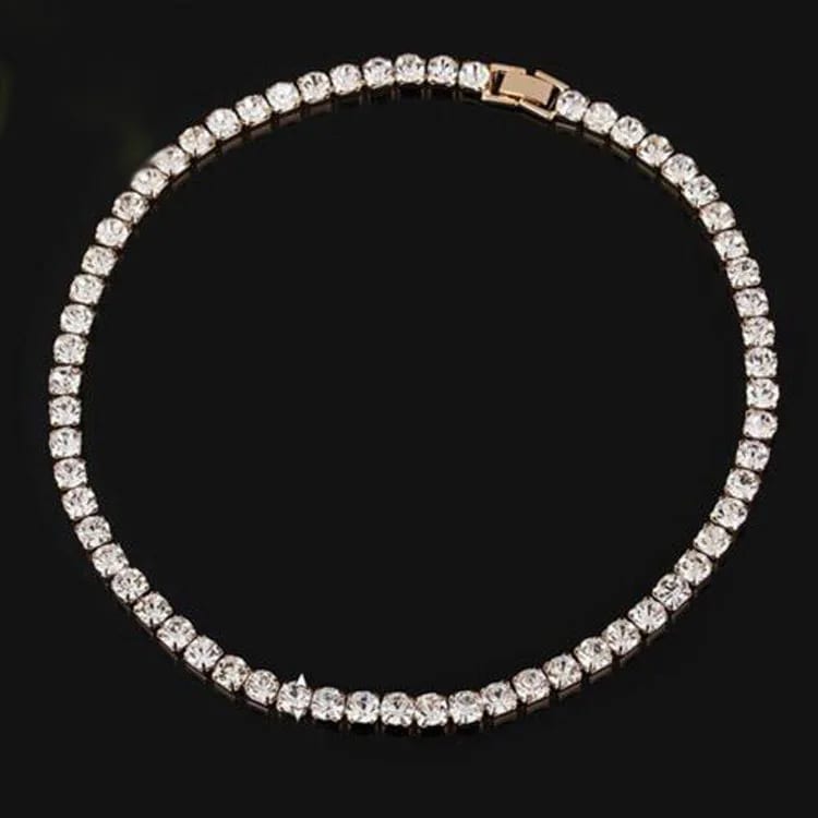 Classic Elegant Shining Diamond Cz Table Tennis Choker Necklace Chokers and Collars