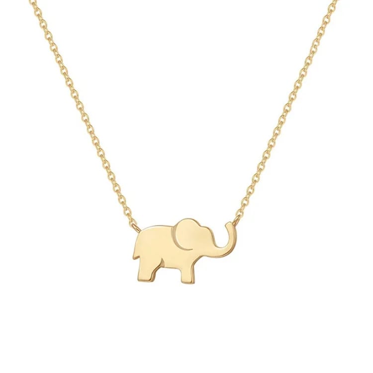 Gold Plated 925 Sterling Silver Cute Mini Small SXS Elephant Pendant Necklace For Women Girls Pendant Necklaces