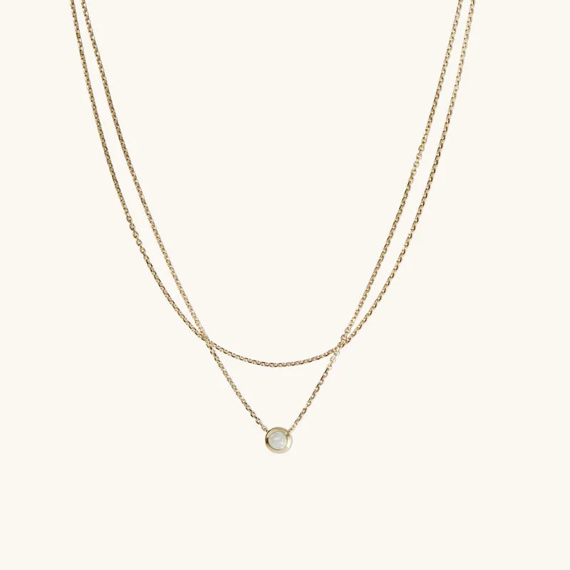 Dainty Jewelry 925 Sterling Silver Gold Plated Layered Natural Opal Stone Pendant Necklace For Women Pendant Necklaces