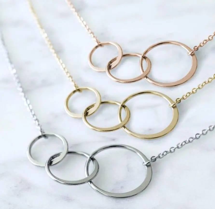 Three Generation Jewelry 3 Circle Links Eternity Necklace Gift For Grandma Mom Women Birthday Gift Pendant Necklaces