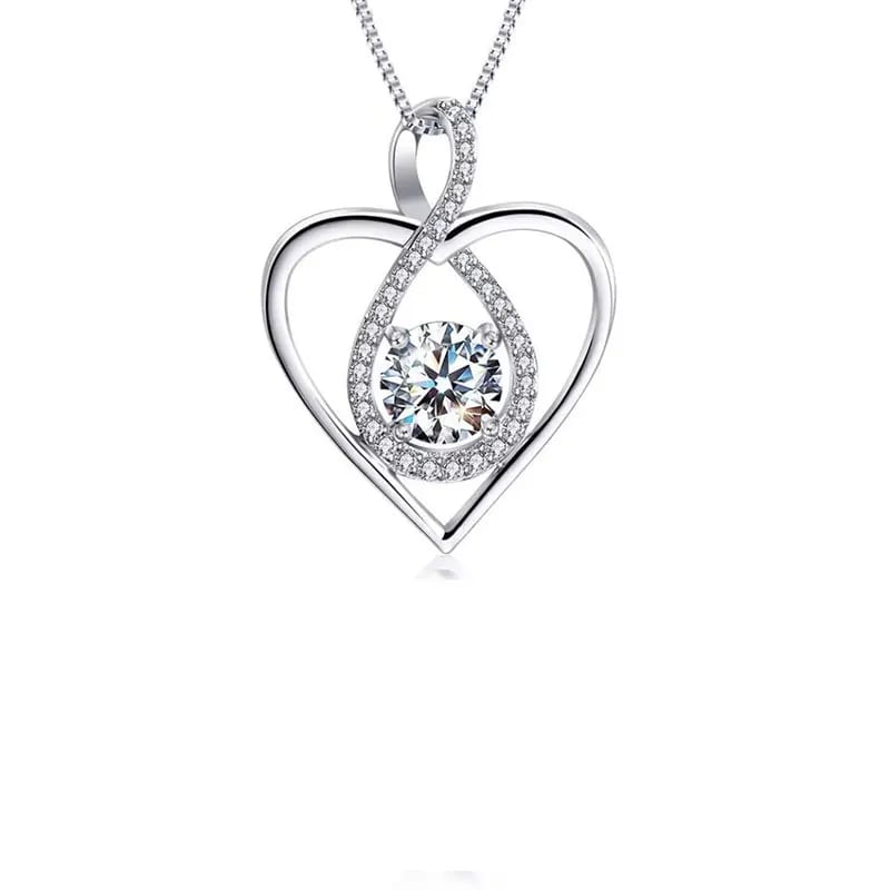 2021 New Fashion Silver Crystal Paving Heart Pendant&necklace For Lovers Pendant Necklaces