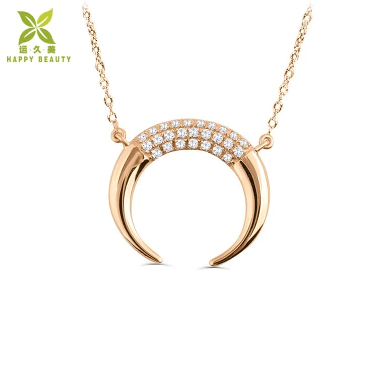 Jewelry Diamond Crescent Moon Rose Gold Horn Necklace Models Pendant Necklaces