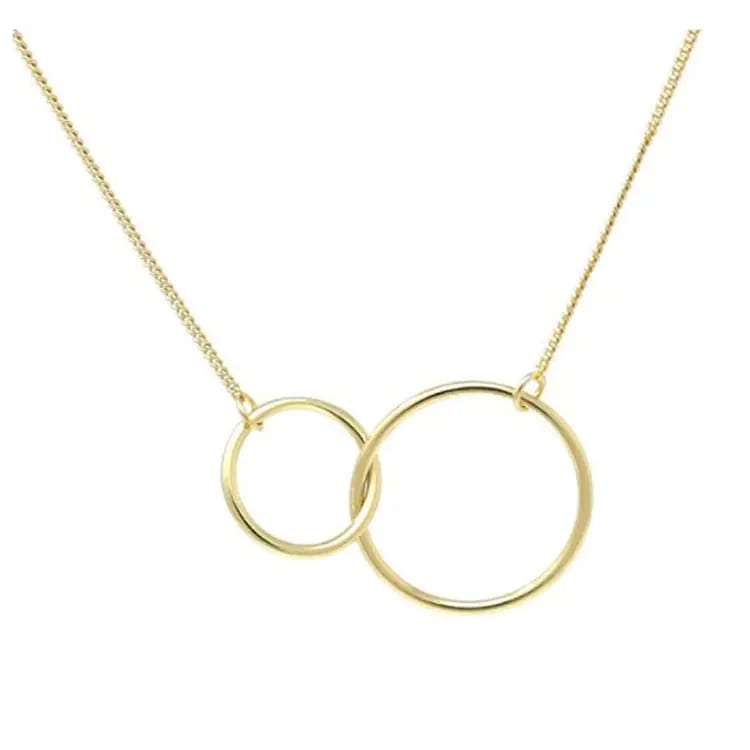 925 Sterling Silver Two Circle Interlocking Necklaces Mother Daughter Pendant Necklace Pendant Necklaces