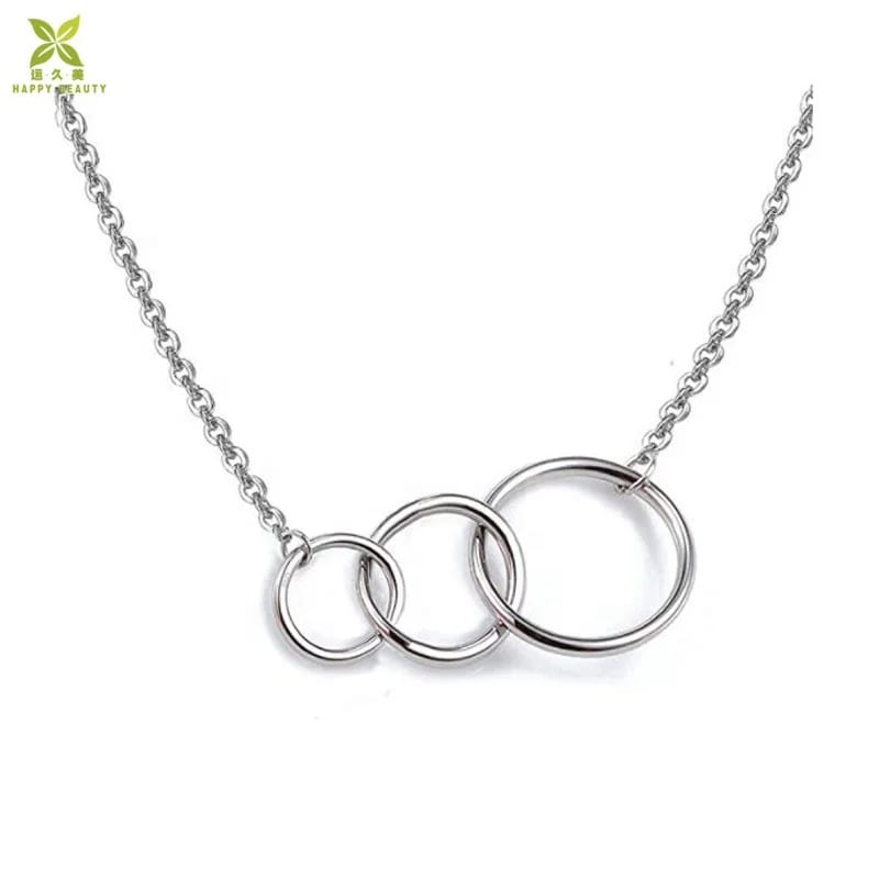 SXS JEWELRY Classic Three Circles Charm Interlocking Necklaces Interlocked Circle Pendant Necklace For Gift Pendant Necklaces