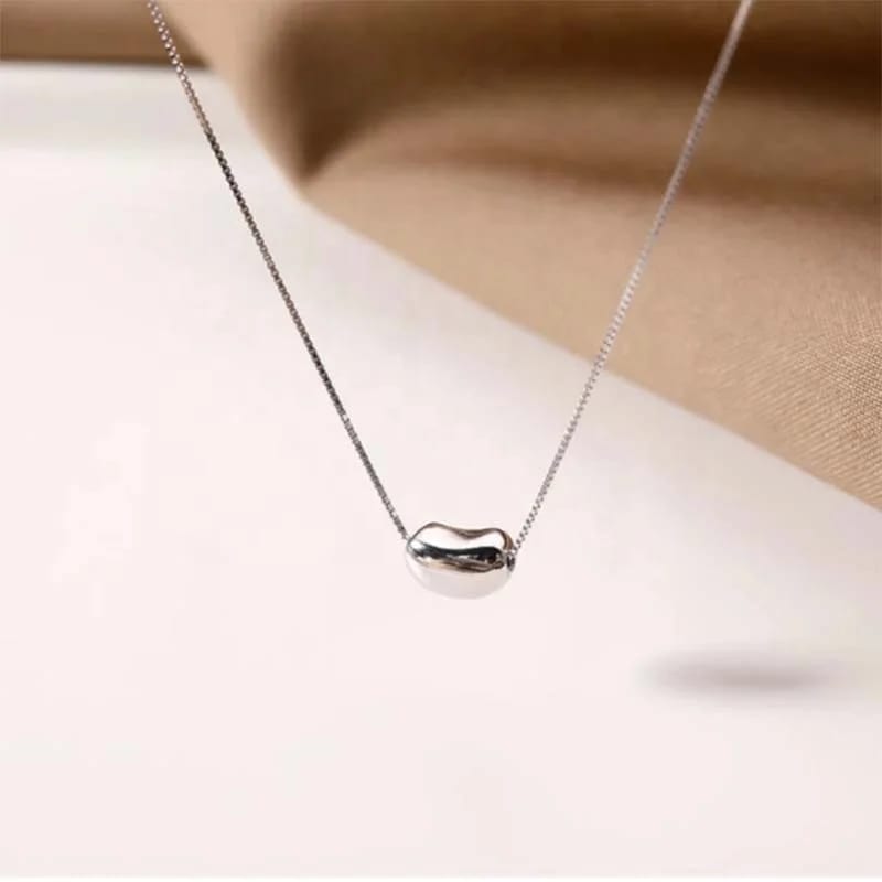 Custom Stainless Steel Minimalist Simple Coffee Bean Minimalist Good Luck Shiny Charm Pendant Necklace Pendant Necklaces