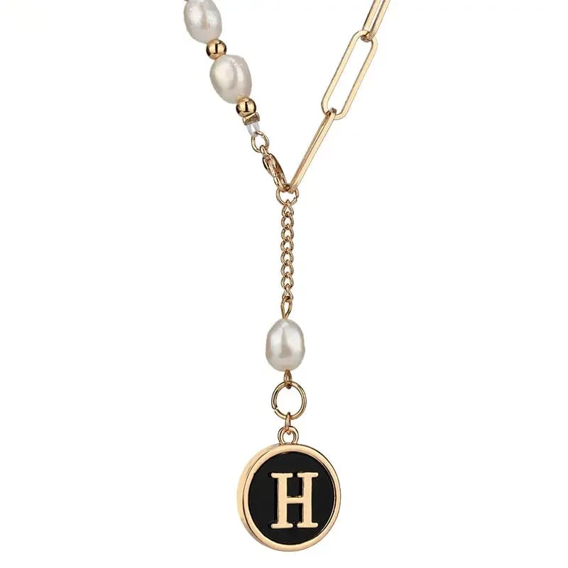 New Design Hot Selling Custom Handmade 26 Letters Pearls Jewelry Best Cheap Long Pear Letter Initial Necklace For Men Women Pendant Necklaces