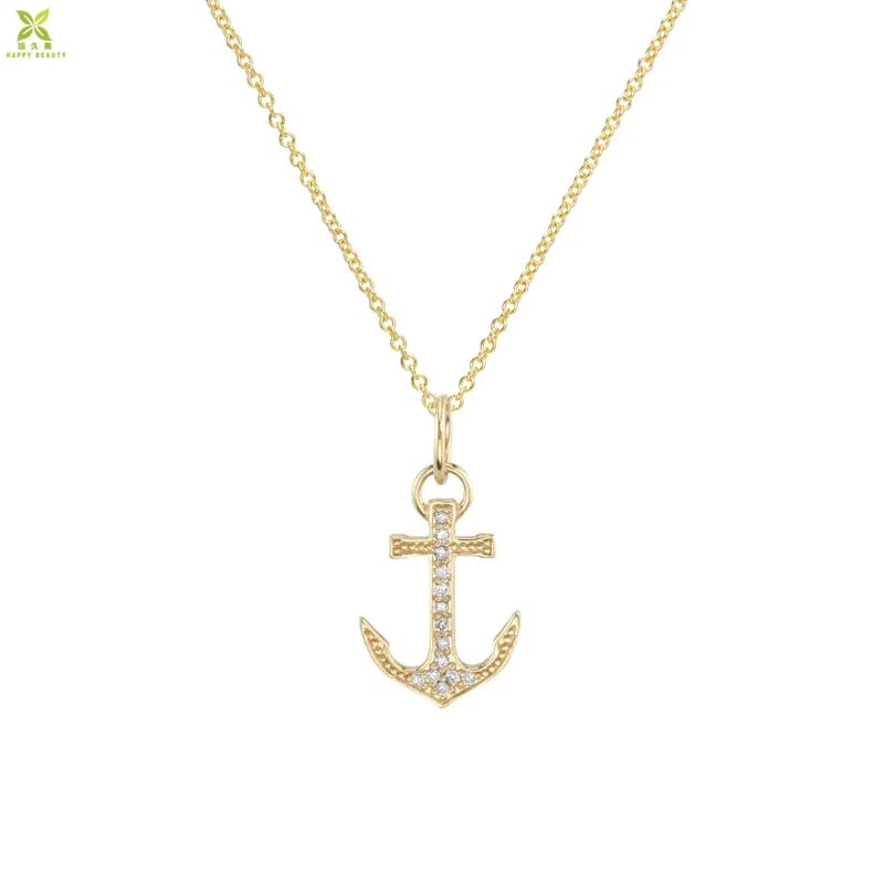 Wholesale Fashion Gold Silver Diamond Anchor Pendant Necklace Jewelry Pendant Necklaces