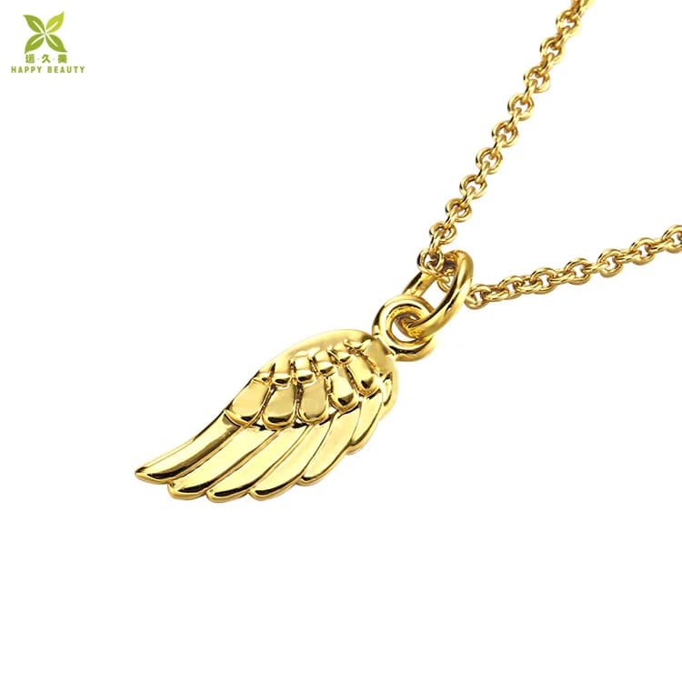 Custom Jewelry Manufacturer Latest Fashion Brass 18k Gold Plated Angel Wing Pendant Necklace For Girls Pendant Necklaces