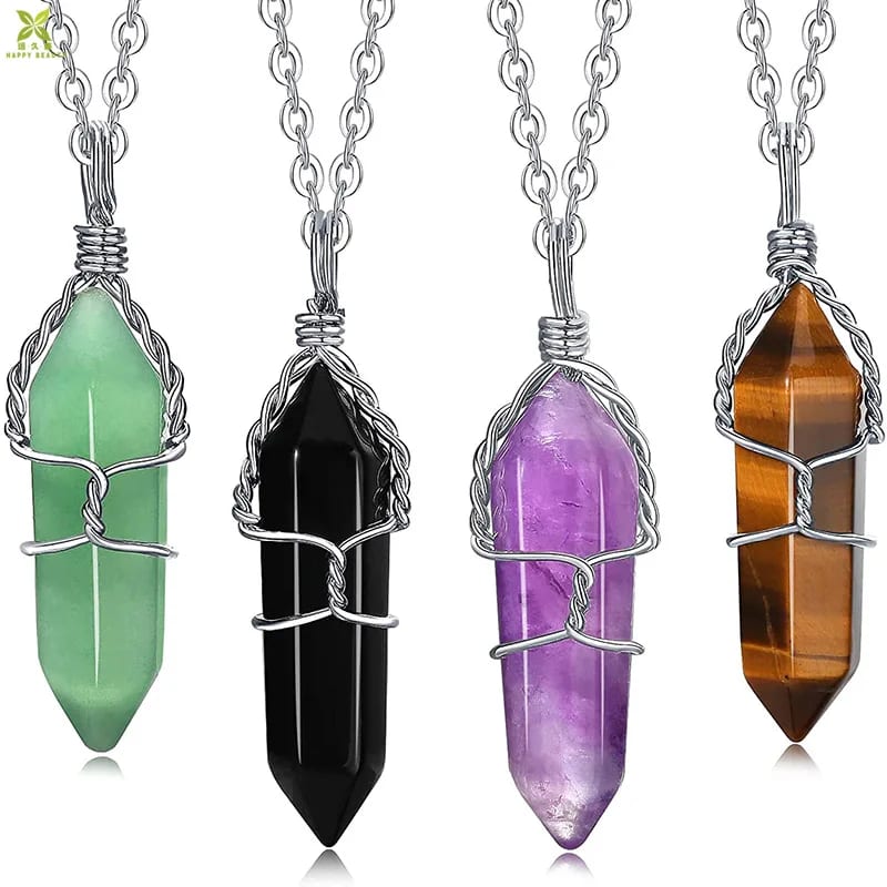 Nature Stone Bead Pendants Jewelry Charms Crystal Stone Pendant Necklace Men Pendant Necklaces