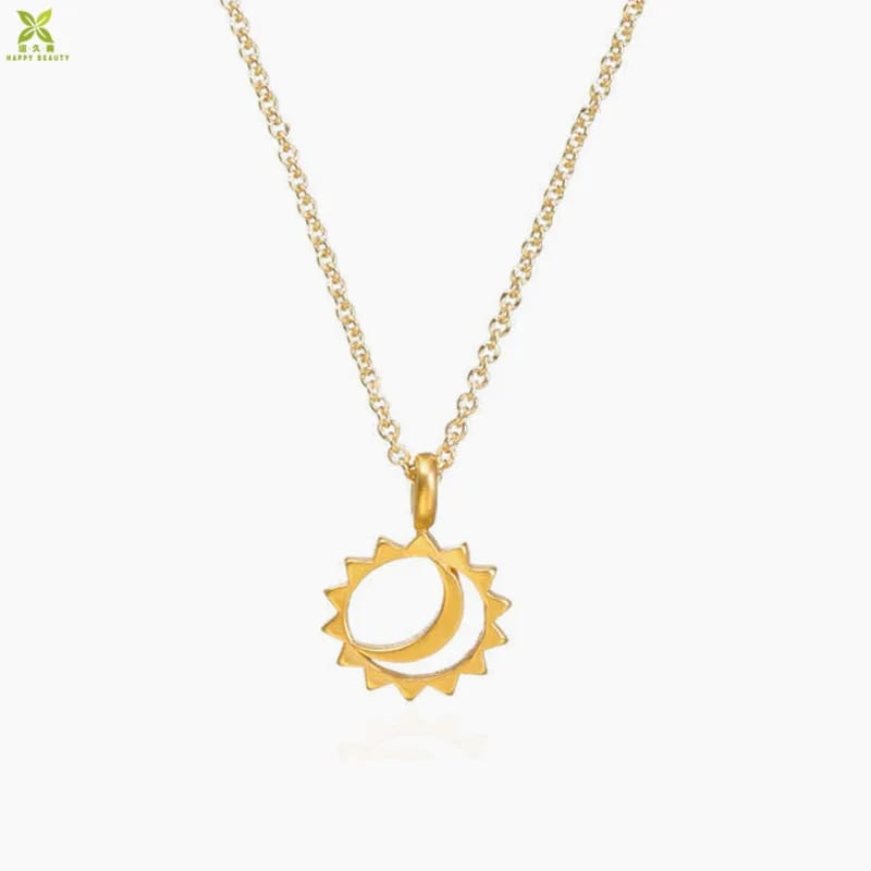 Simple Jewelry S925 Sterling Silver Gold Sun And Moon Pendant Necklace Pendant Necklaces