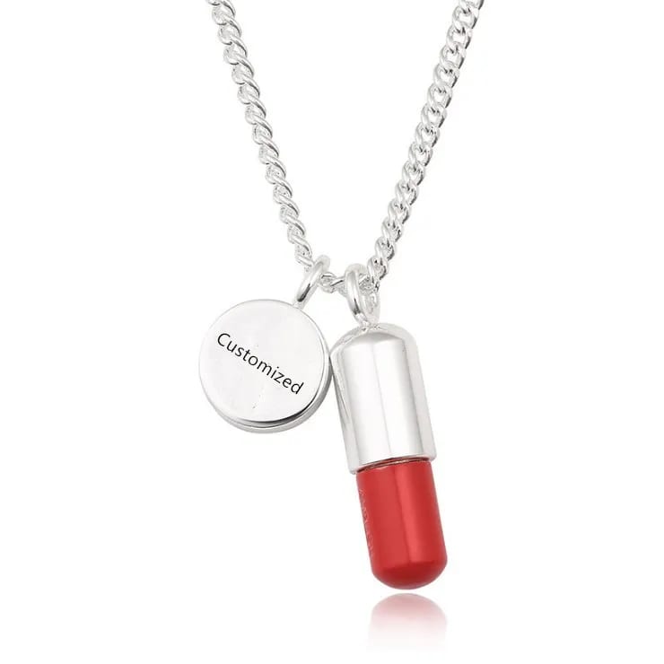 Surgical Stainless Steel Trend Capsule Pill Pendant Custom Necklaces Jewelry Necklaces